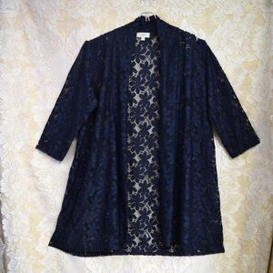 Shannon Ford Womens Plus Size 1X Open Knit Flower Cardigan Cover Up Open Front